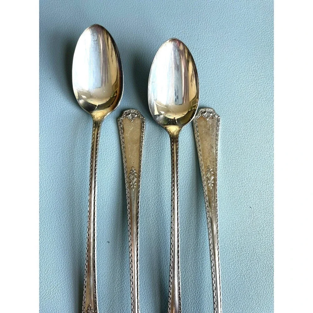 4 Pcs Wm.Rogers AA Oneida Ltd. Berkeley Silverplate Iced Tea Spoon